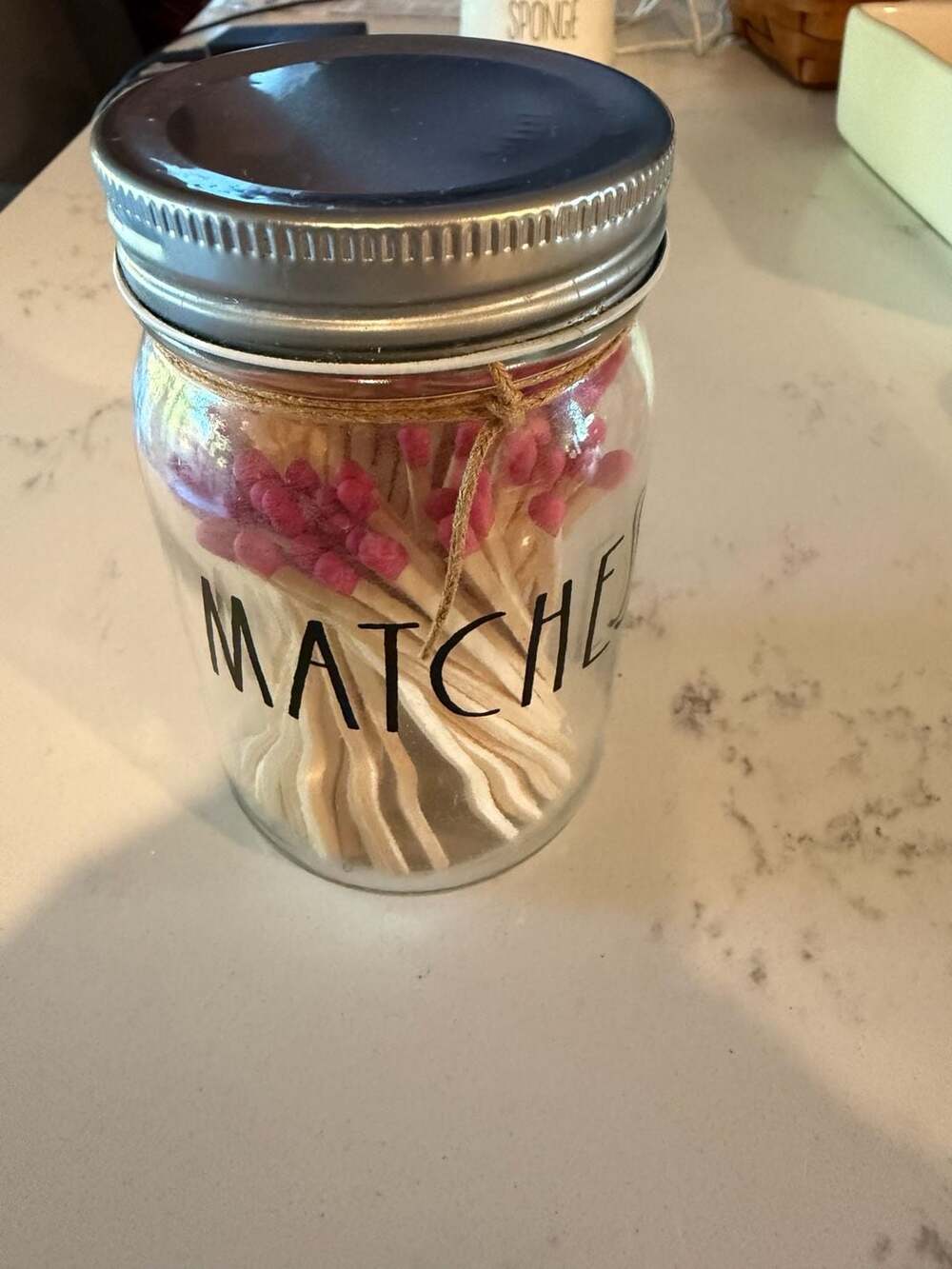 NWT Rae Dunn Matches Jar With Pink Matches 100 Ct